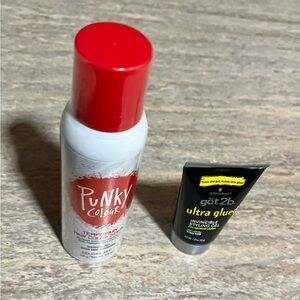 New Punky Colour Cougar Red Temporary Hair Color Spray & Got2b Ultra Glued Gel
